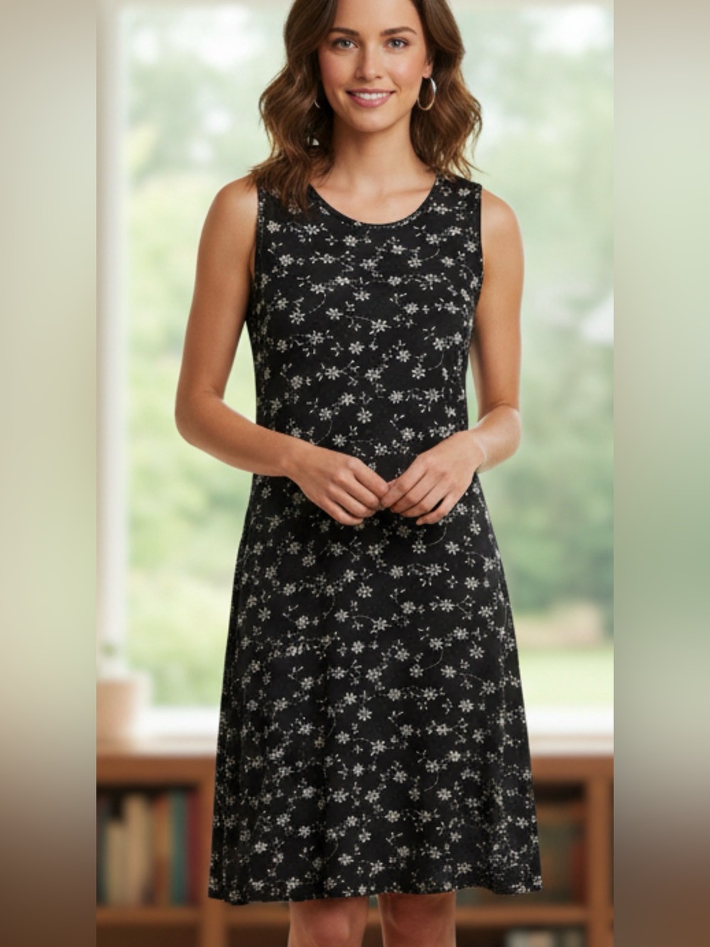 Sleeveless Black Floral Dress